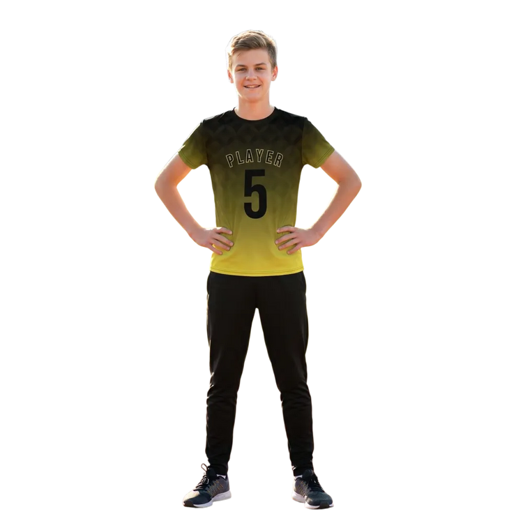 Unisex Kinder Fußball T-Shirt von BUYATHOME24, atmungsaktiv, in Größe 134-170 cm, mit sportlichem Design.