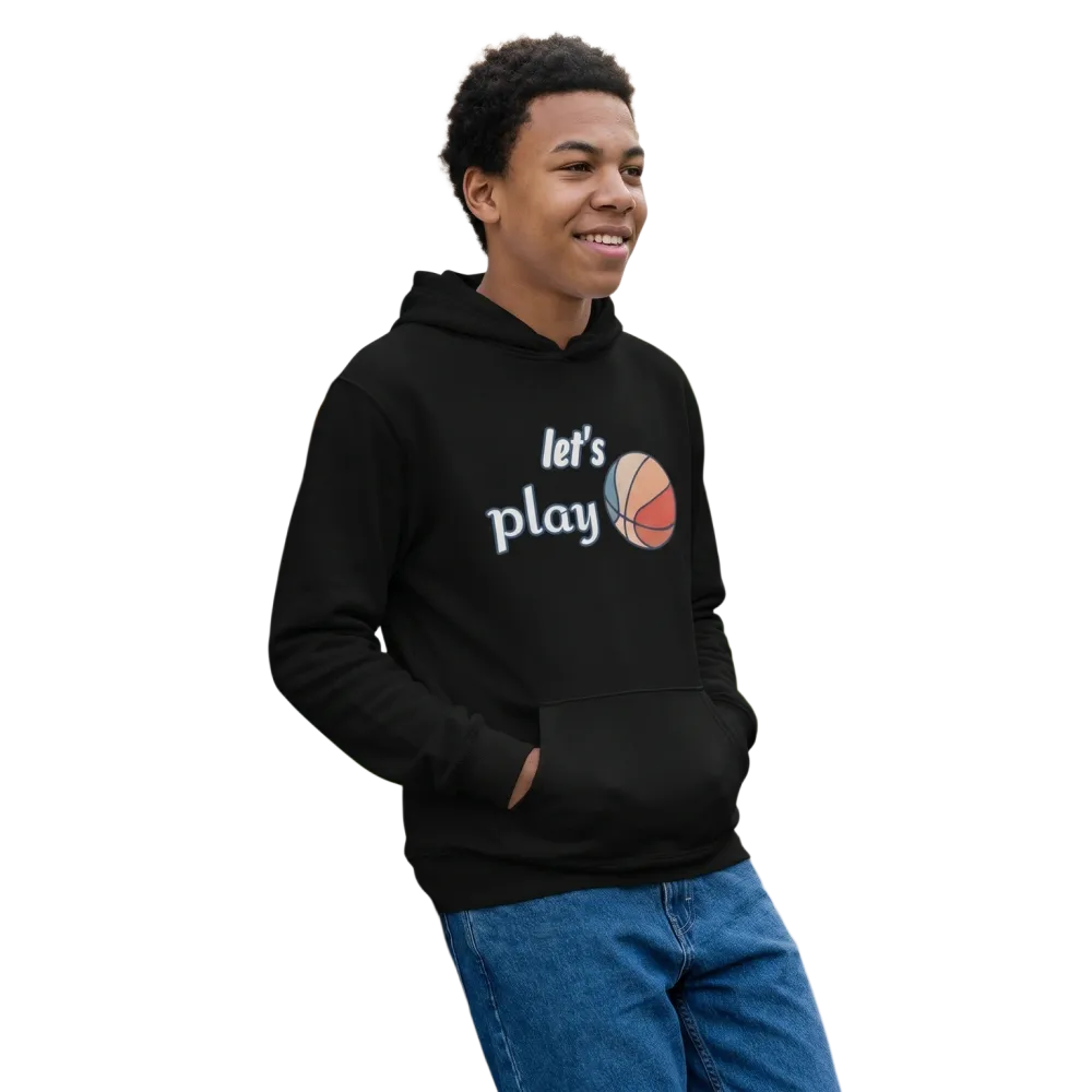 Unisex Kinder Hoodie mit Basketball-Grafik aus Baumwolle in Schwarz, erhältlich in XS bis XL, von BUYATHOME24.
