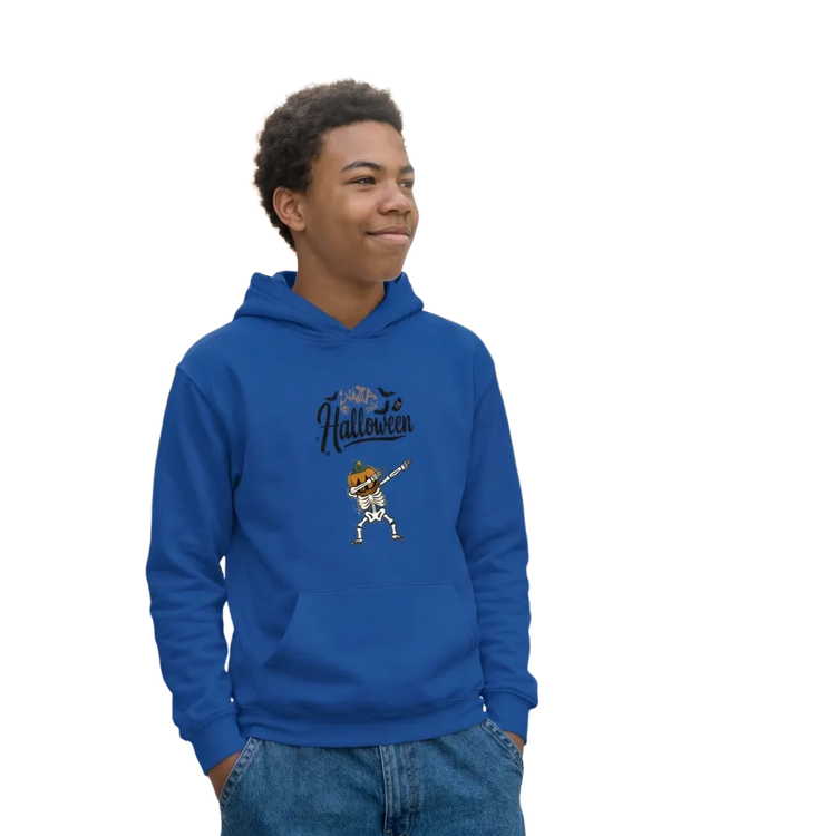 Kinder Hoodie mit Halloween-Grafik in Baumwolle, unisex, in den Größen XS bis XL, bequem und warm für Kinder.