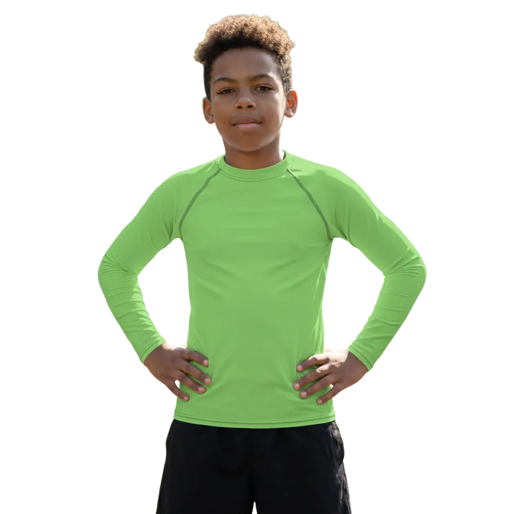 Kinder Langarm Sport-T-Shirt mit UV-Schutz 50+ von BUYATHOME24, blau, für Kinder 134-170 cm, atmungsaktives Material