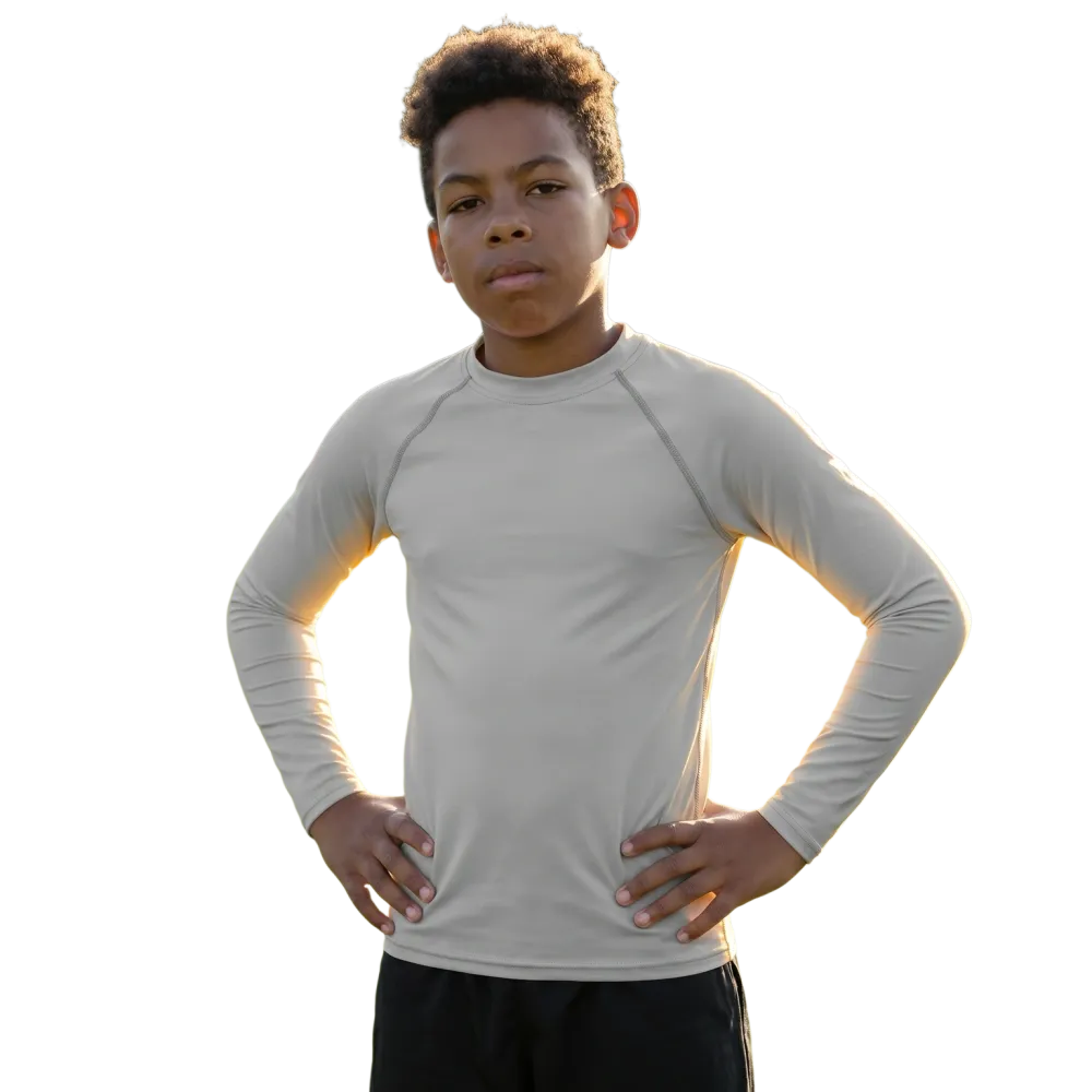 Kinder Langarm Sportshirt mit UV-Schutz 50+ von BUYATHOME24, größe 134-170 cm, in leuchtenden Farben, geeignet für sportliche Aktivitäten.