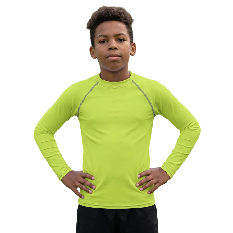 Kinder Langarm Sportshirt mit UV-Schutz 50+ von BUYATHOME24, in Größe 134-170 cm, aus atmungsaktivem Material, blaue Farbe