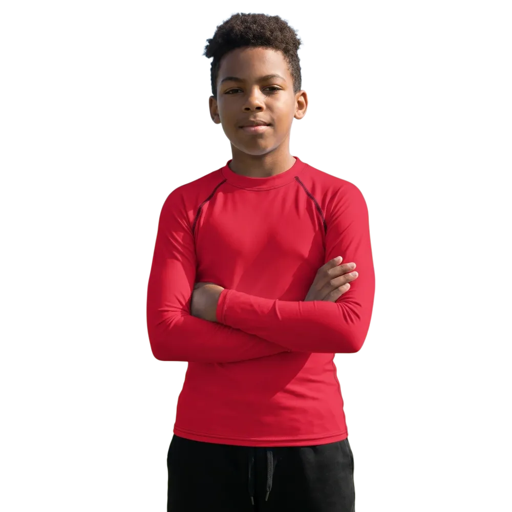 Kinder Langarm Sportshirt mit UV-Schutz 50+ von BUYATHOME24, in Größe 134-170 cm, aus atmungsaktivem Material.