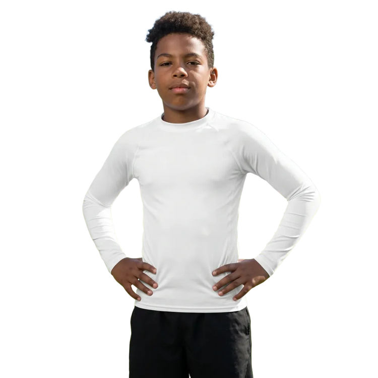 Kinder-Langarm-Sportshirt mit UV-Schutz 50+ von BUYATHOME24, Allover-Print, für Kinder 134-170 cm, bequem und schützend
