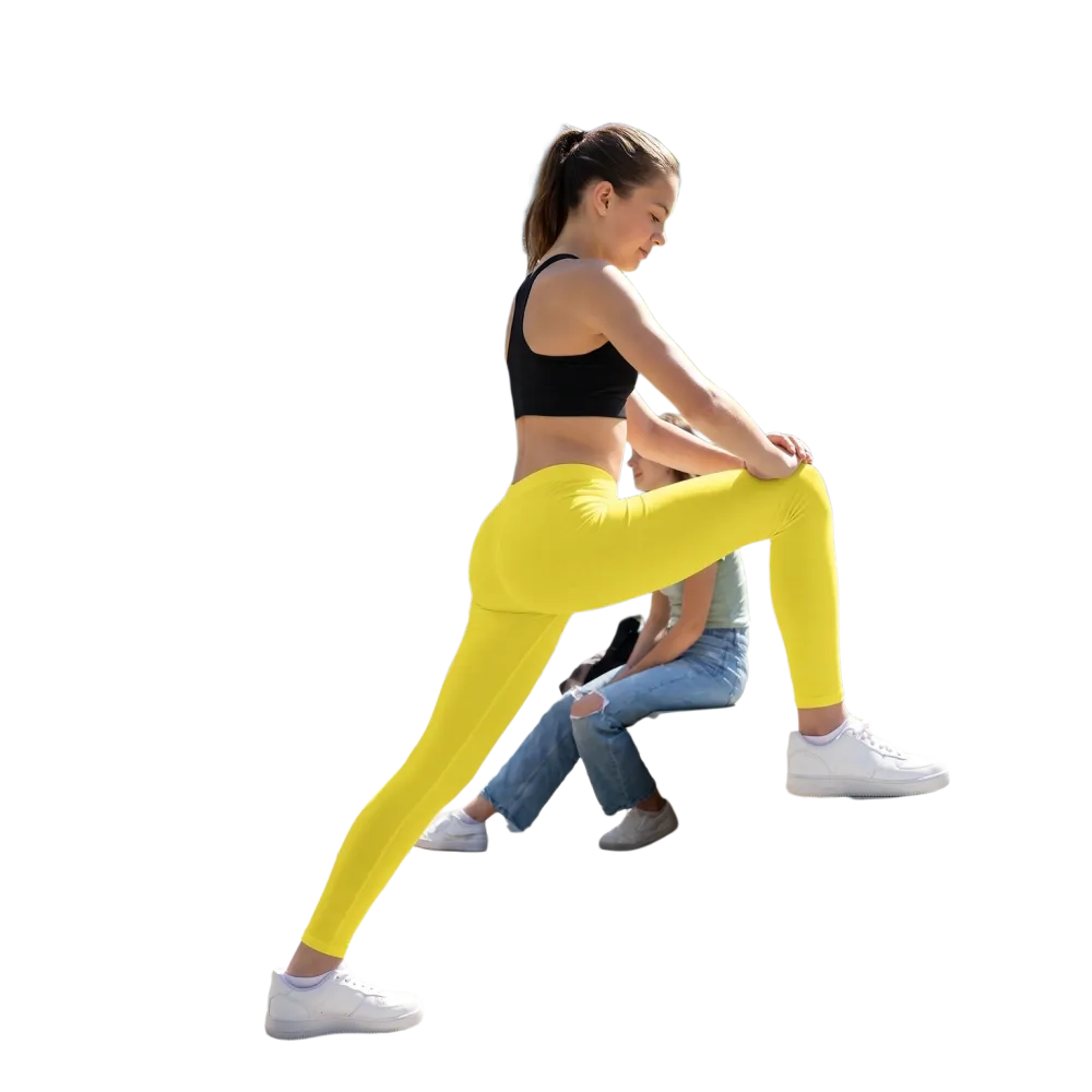 Kinder-Sportleggings mit UV-Schutz in Größe 134-170 cm, blaue Leggings von BUYATHOME24, bequemer elastischer Sitz