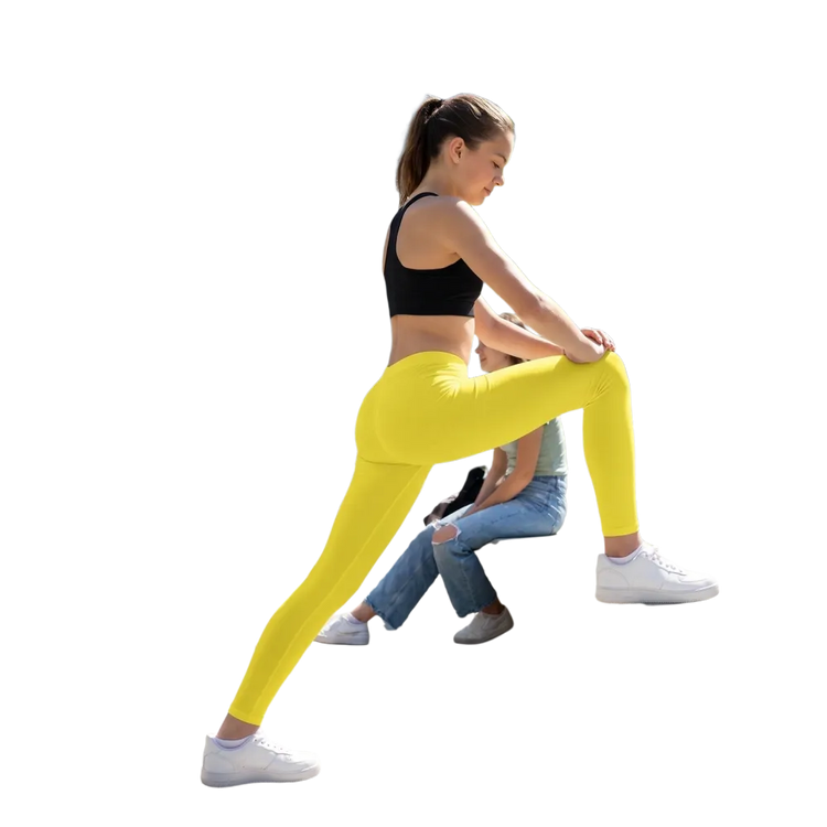Kinder-Sportleggings mit UV-Schutz in Größe 134-170 cm, blaue Leggings von BUYATHOME24, bequemer elastischer Sitz