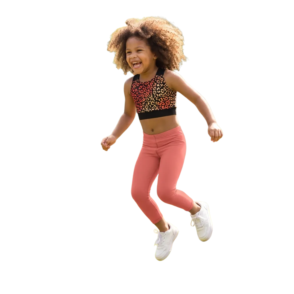 Kinder Sportleggings mit UV-Schutz und 4-Wege-Stretch, in Größen 92-128 cm, von BUYATHOME24, elastisch und bequem.