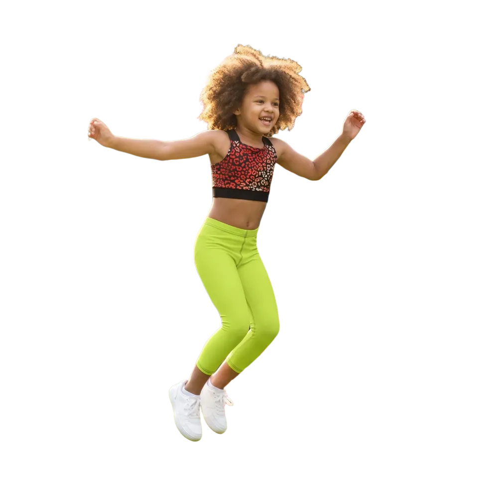 Kinder Sportleggings von BUYATHOME24 mit UV-Schutz, in 92-128 cm, personalisierbar, elastisch und bequem für aktive Kinder.