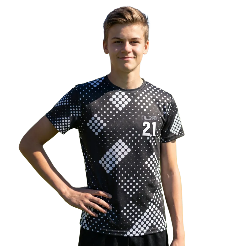 Unisex Kinder-Fußballshirt mit Allover-Print, Jersey, in Größe 134-170 cm, bequemes Sportshirt für Kinder von BUYATHOME24