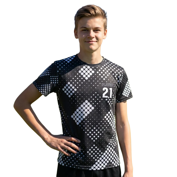 Unisex Kinder-Fußballshirt mit Allover-Print, Jersey, in Größe 134-170 cm, bequemes Sportshirt für Kinder von BUYATHOME24