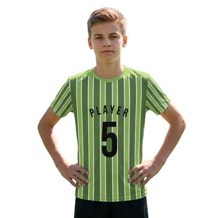 Unisex Kinder Fußball Sportshirt in Grün, mit Stretch, für Kinder von 134 bis 170 cm, von BUYATHOME24.
