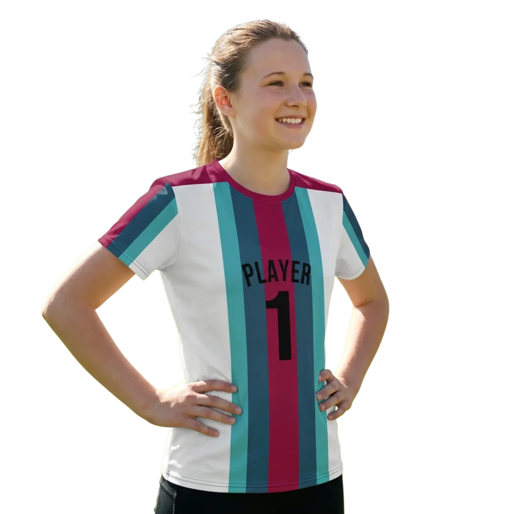 Unisex Fußball-Sportshirt für Kinder, BUYATHOME24, in Größe 134-170 cm, blaues T-Shirt mit Fußballmotiv, atmungsaktiv und bequem