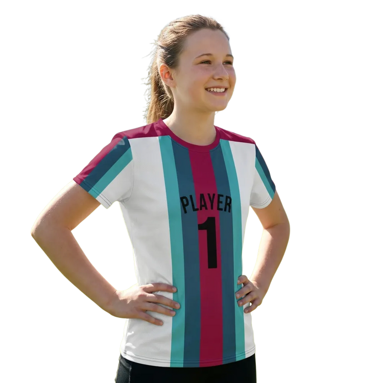 Unisex Fußball-Sportshirt für Kinder, BUYATHOME24, in Größe 134-170 cm, blaues T-Shirt mit Fußballmotiv, atmungsaktiv und bequem
