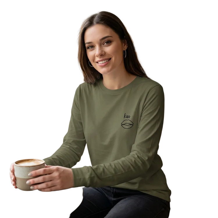Kiss Grafik Damen Sweatshirt aus 100% Baumwolle, bedruckbar, in XS bis 2XL, bequemes Sweatshirt von BUYATHOME24
