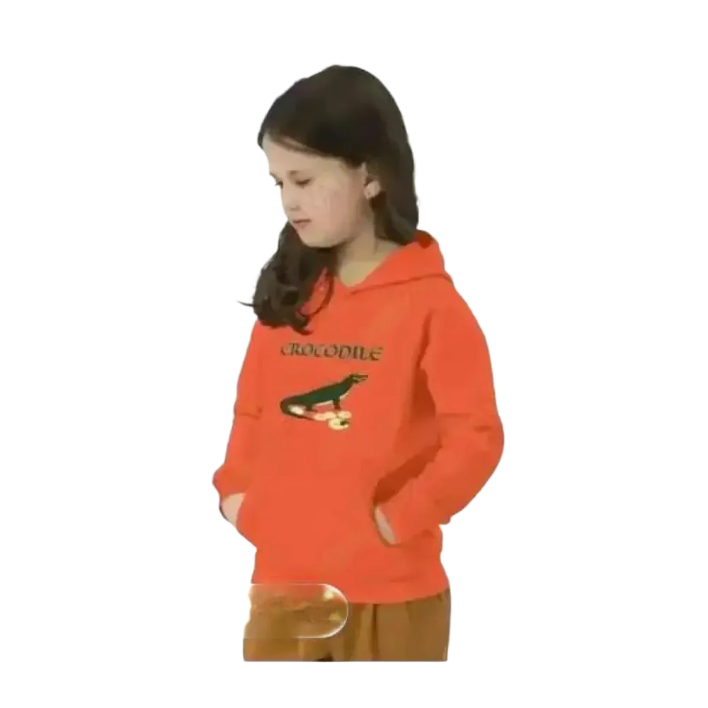 Unisex Kinder Hoodie mit Krokodil-Motiv aus Baumwolle, ideal für Kinder von 4 bis 12 Jahren, doppellagig und bequem.