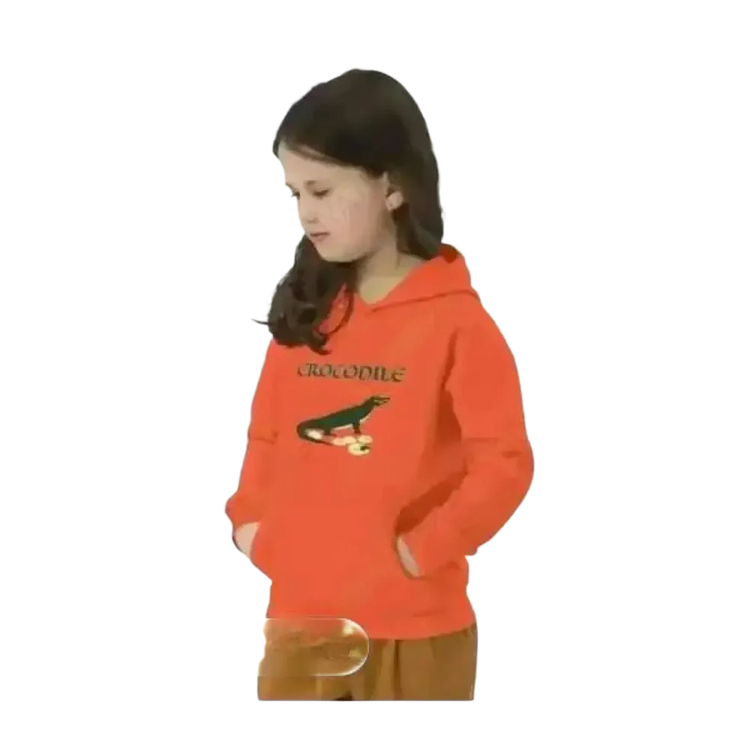 Unisex Kinder Hoodie mit Krokodil-Motiv aus Baumwolle, ideal für Kinder von 4 bis 12 Jahren, doppellagig und bequem.