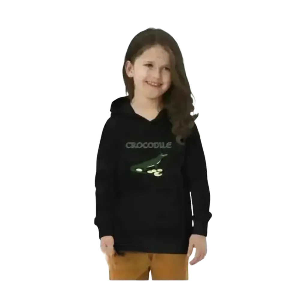 Graffiti-Krokodil Motiv Kinder Hoodie aus Baumwolle, unisex Kapuzenpullover für Mädchen und Jungen 4-12 Jahre, doppellagig