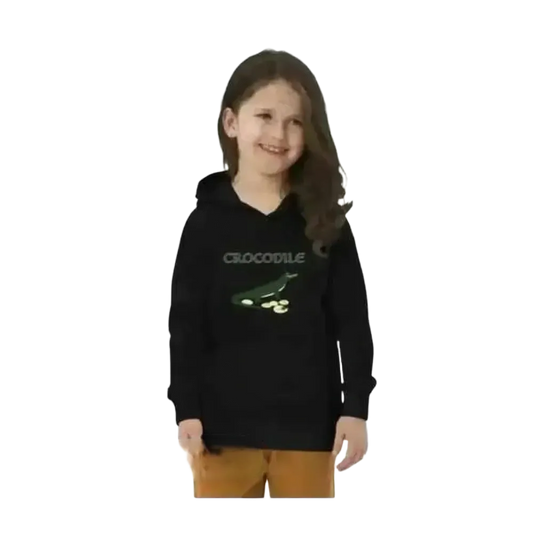 Graffiti-Krokodil Motiv Kinder Hoodie aus Baumwolle, unisex Kapuzenpullover für Mädchen und Jungen 4-12 Jahre, doppellagig