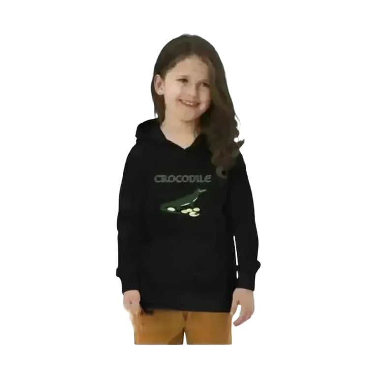 Graffiti-Krokodil Motiv Kinder Hoodie aus Baumwolle, unisex Kapuzenpullover für Mädchen und Jungen 4-12 Jahre, doppellagig