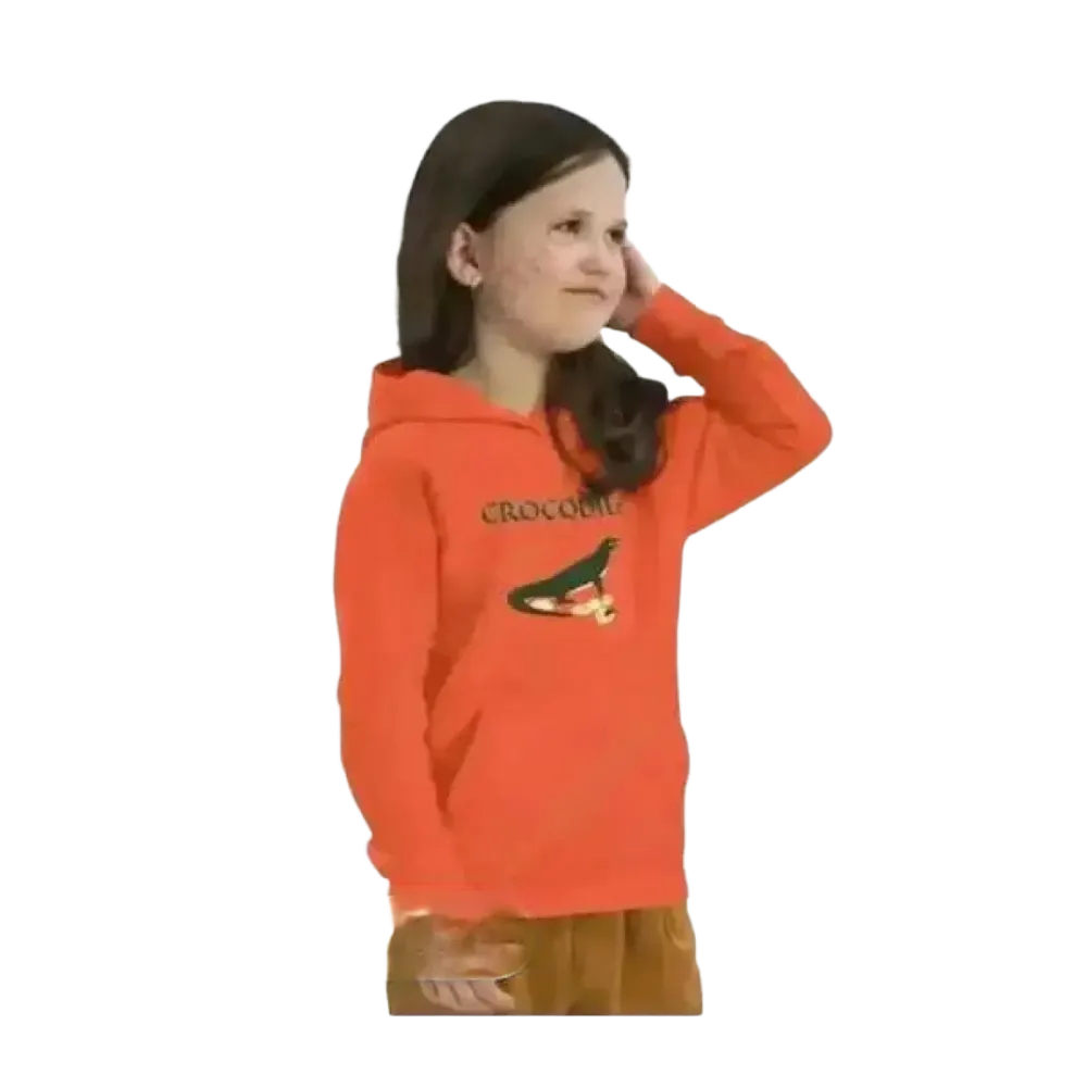 Kleiner Mädchen Hoodie aus Baumwolle mit Krokodil-Motiv, unisex Kinderkapuzenpullover für 4-12 Jahre, doppellagig, bequem und warm