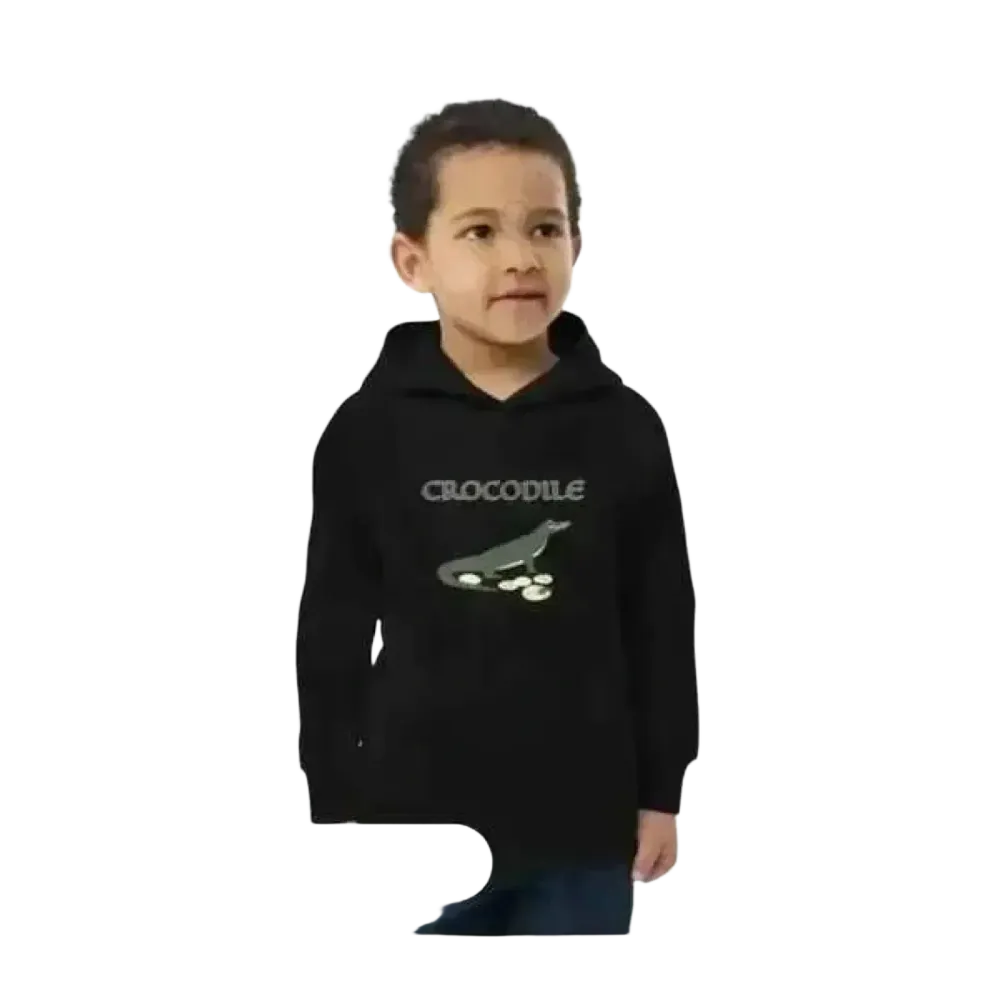 Unisex Kinder Hoodie mit Krokodil-Print aus Baumwolle, bequem und stylisch für Jungen im Alter von 4 bis 12 Jahren.
