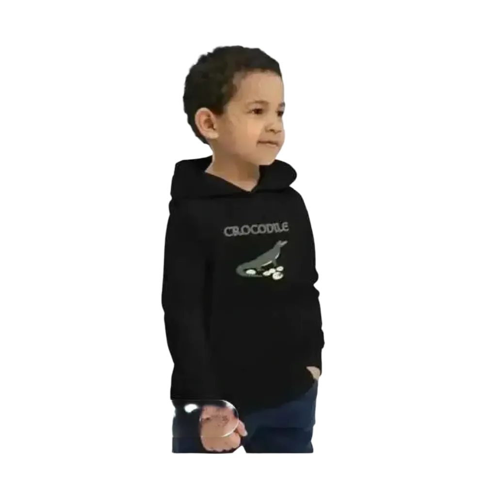 Kinderhoodie mit Krokodil-Print aus Baumwolle, Unisex Kapuzenpullover für Jungen und Mädchen, 4-12 Jahre