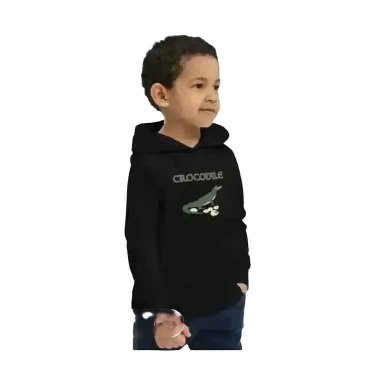 Kinderhoodie mit Krokodil-Print aus Baumwolle, Unisex Kapuzenpullover für Jungen und Mädchen, 4-12 Jahre