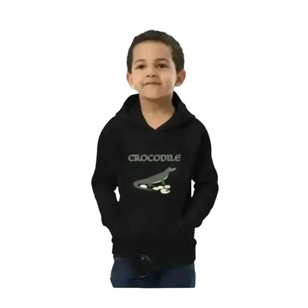 Unisex Kinder Hoodie mit Krokodil-Print aus Baumwolle, bequem und weich, geeignet für Jungen im Alter von 4 bis 12 Jahren.