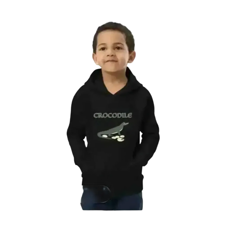 Unisex Kinder Hoodie mit Krokodil-Print aus Baumwolle, bequem und weich, geeignet für Jungen im Alter von 4 bis 12 Jahren.