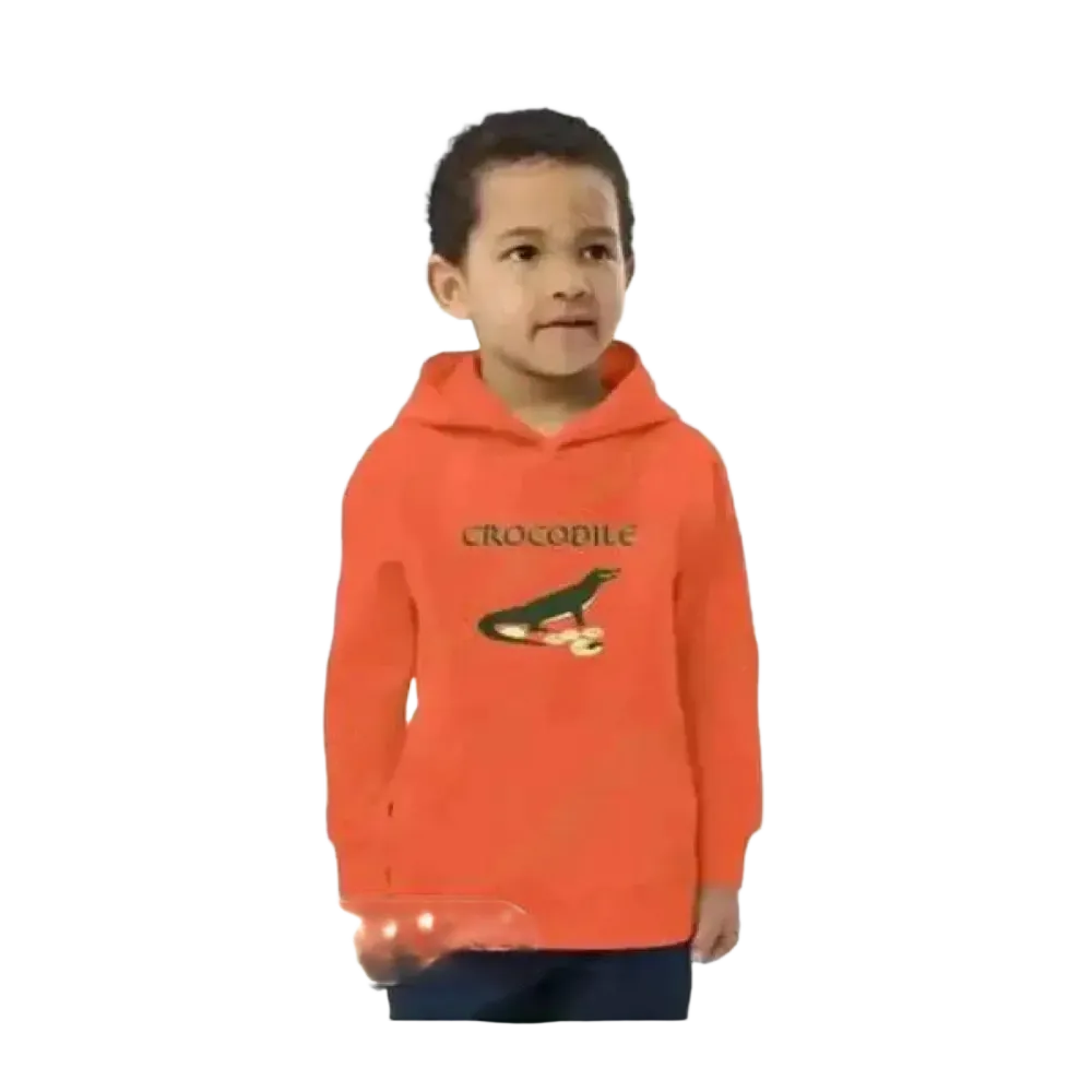 Unisex Kinder Hoodie mit Krokodil-Print aus Baumwolle, bequem und bunt, geeignet für Kinder von 4 bis 12 Jahren.
