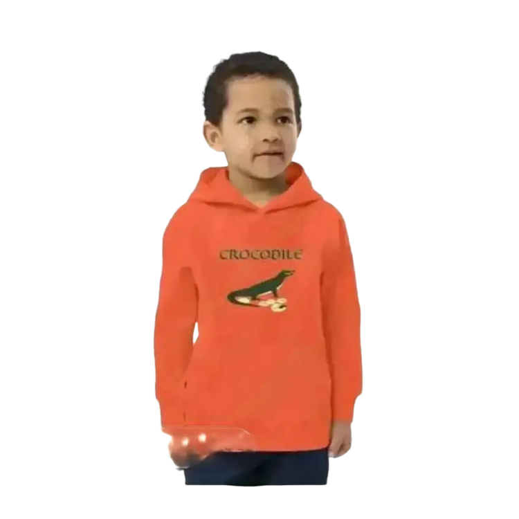 Unisex Kinder Hoodie mit Krokodil-Print aus Baumwolle, bequem und bunt, geeignet für Kinder von 4 bis 12 Jahren.