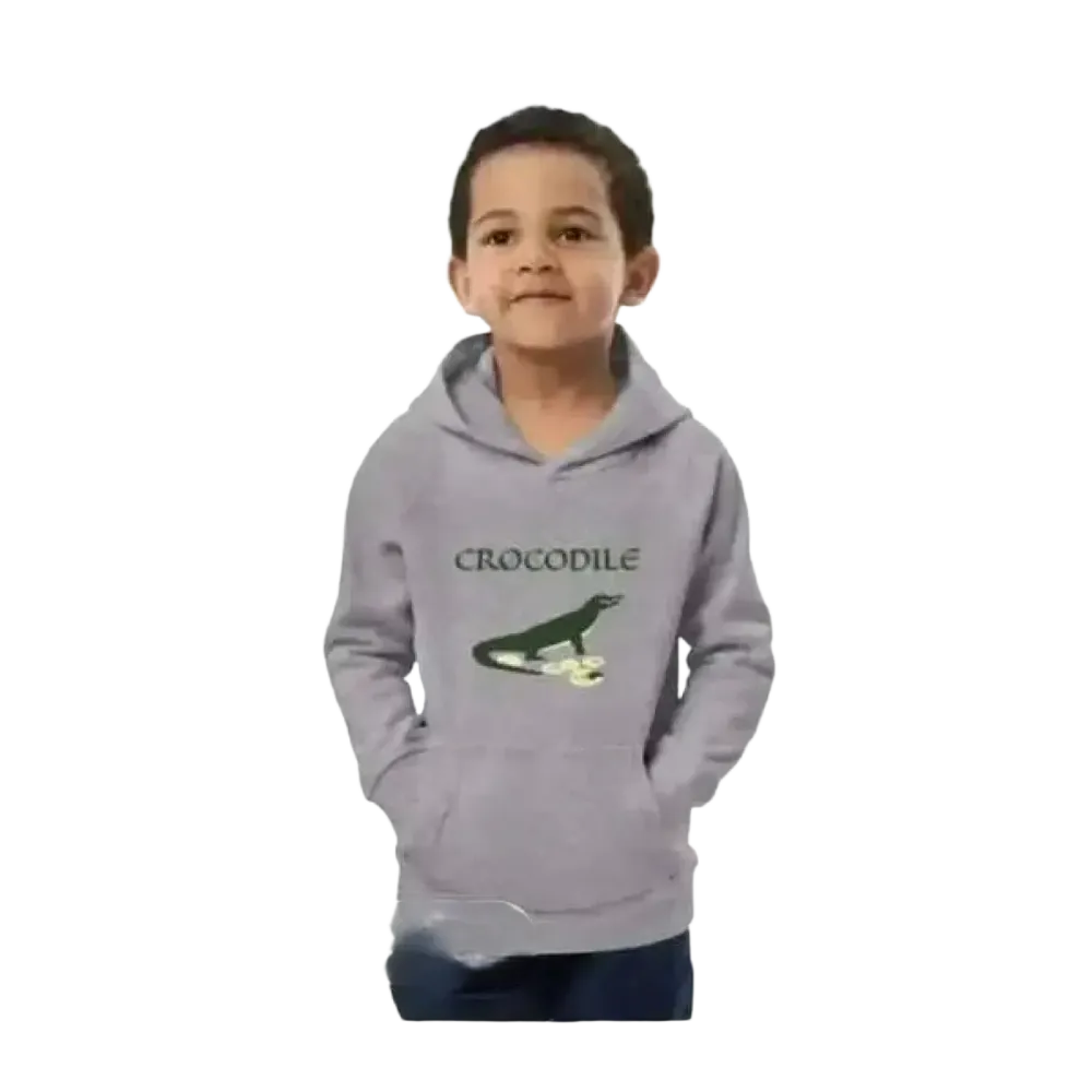 Kinder Hoodie mit Krokodil-Print aus Baumwolle, Unisex Kapuzenpullover für Jungen und Mädchen, 4-12 Jahre