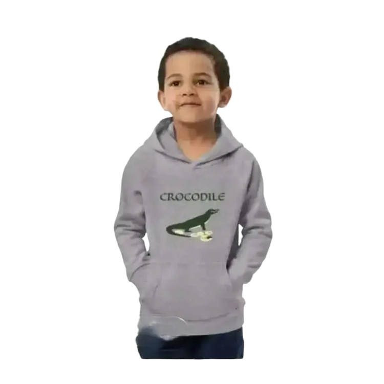 Kinder Hoodie mit Krokodil-Print aus Baumwolle, Unisex Kapuzenpullover für Jungen und Mädchen, 4-12 Jahre