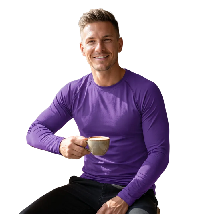 Herren Langarm Sportshirt von BUYATHOME24, unisex, in XS bis 3XL, mit UV-Schutz, aus Polyester, ideal für sportliche Aktivitäten.