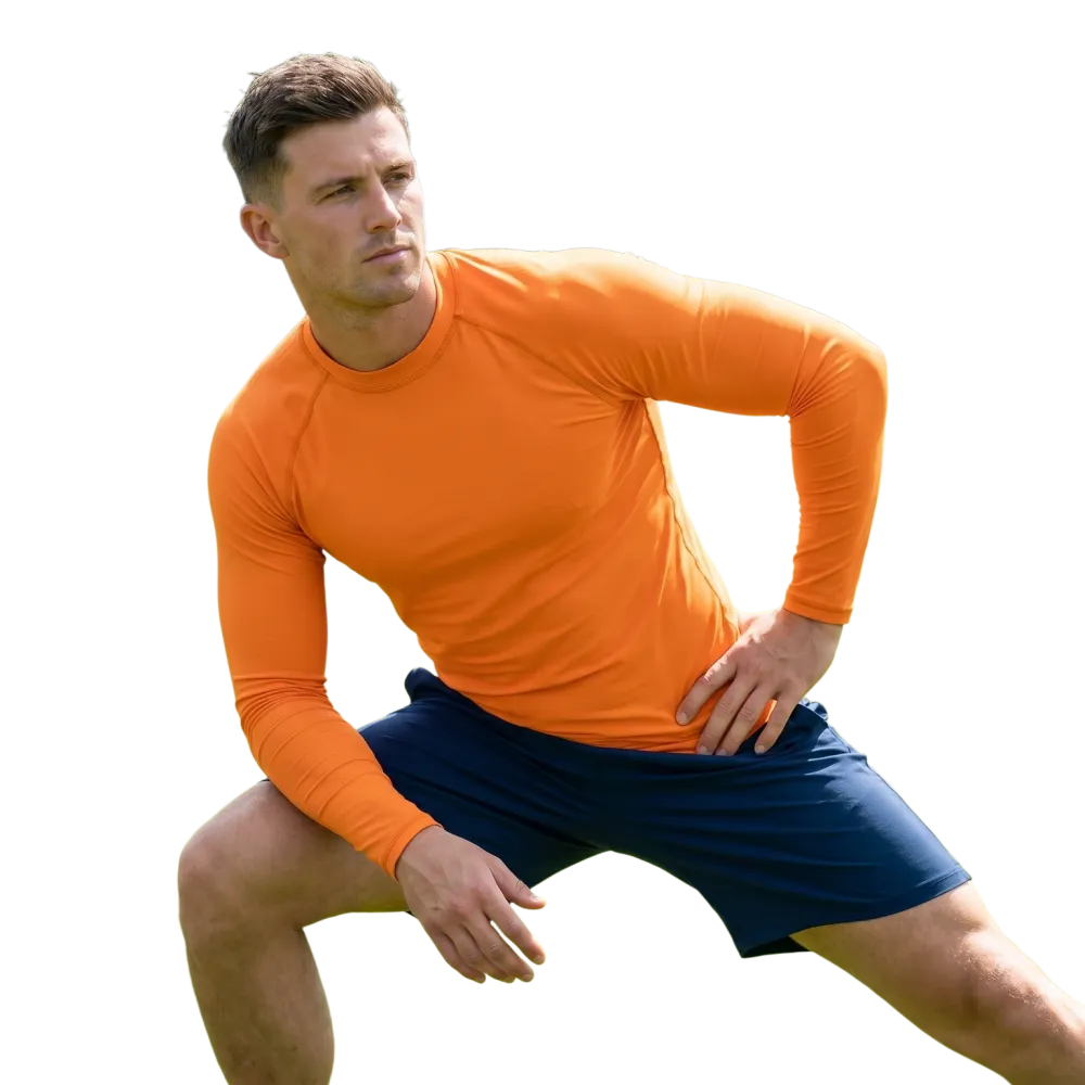 Kinder Langarm-Sportshirt von BUYATHOME24, UV-Schutz, elastisch, für Kinder 92-128 cm, bequemes Sport-T-Shirt mit langem Arm.