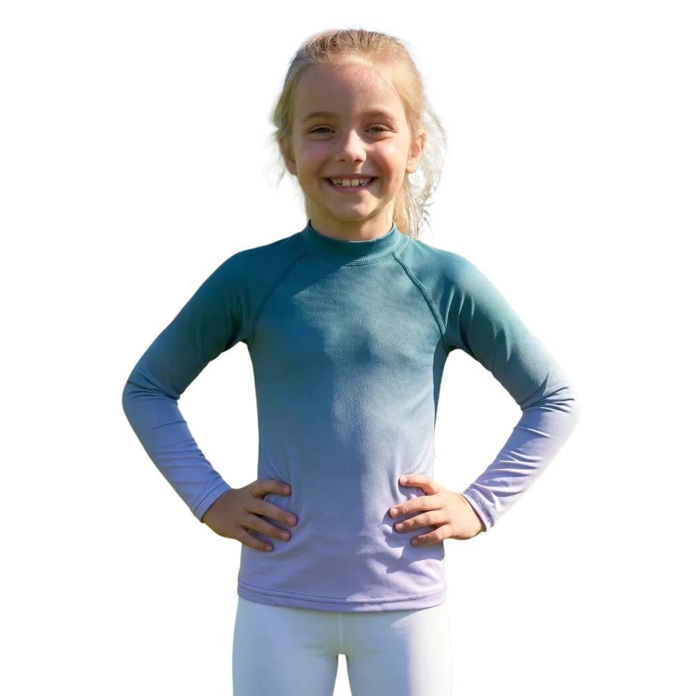 Kinder Langarm-Sportshirt mit UV-Schutz, Vier-Wege-Stretch, für Kinder von 92 bis 128 cm, in blauer Farbe