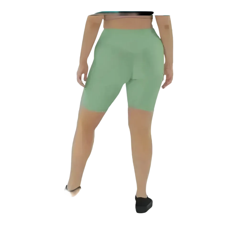 Lange Damen Fahrradhosen Shorts von BUYATHOME24 mit hohem Taille und Handytasche, in XS bis 3XL, für komfortales Radfahren.