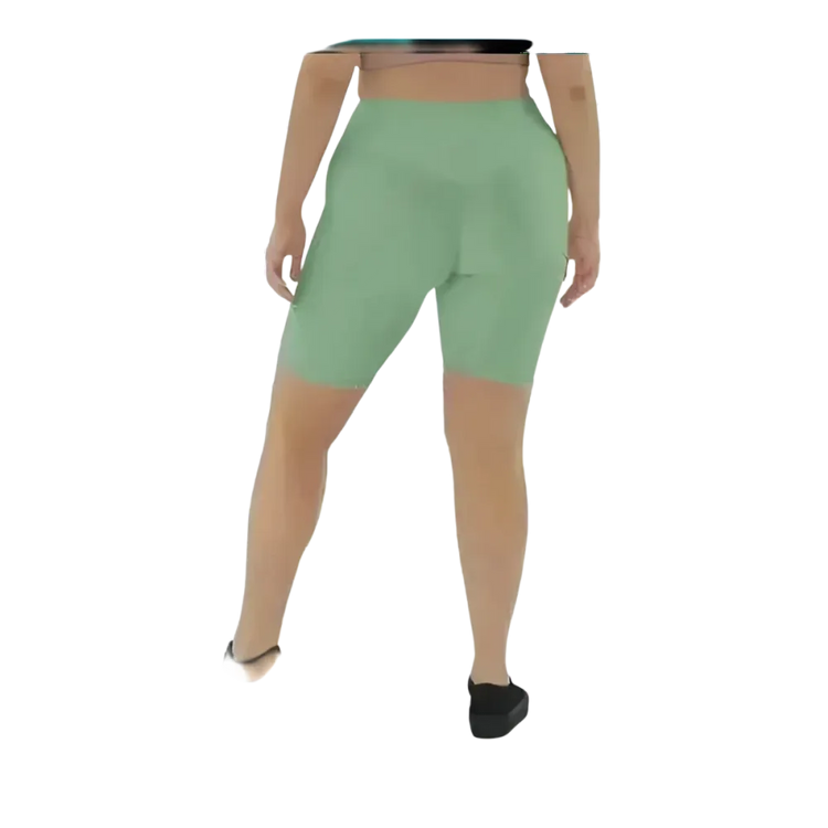 Lange Damen Fahrradhosen Shorts von BUYATHOME24 mit hohem Taille und Handytasche, in XS bis 3XL, für komfortales Radfahren.