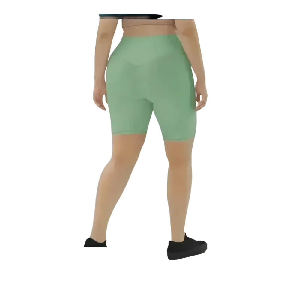 Lange Damen Fahrradhosen Shorts von BUYATHOME24 in hoher Taille mit Handytasche, in verschiedenen Größen XS bis 3XL.