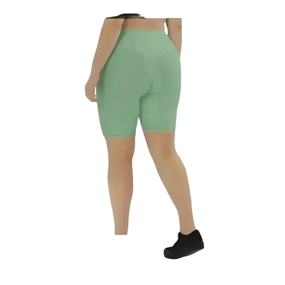 Lange Damen-Fahrradhosen Shorts von BUYATHOME24, hohe Taille, Handytasche, in XS bis 3XL, bequem für Radfahren.
