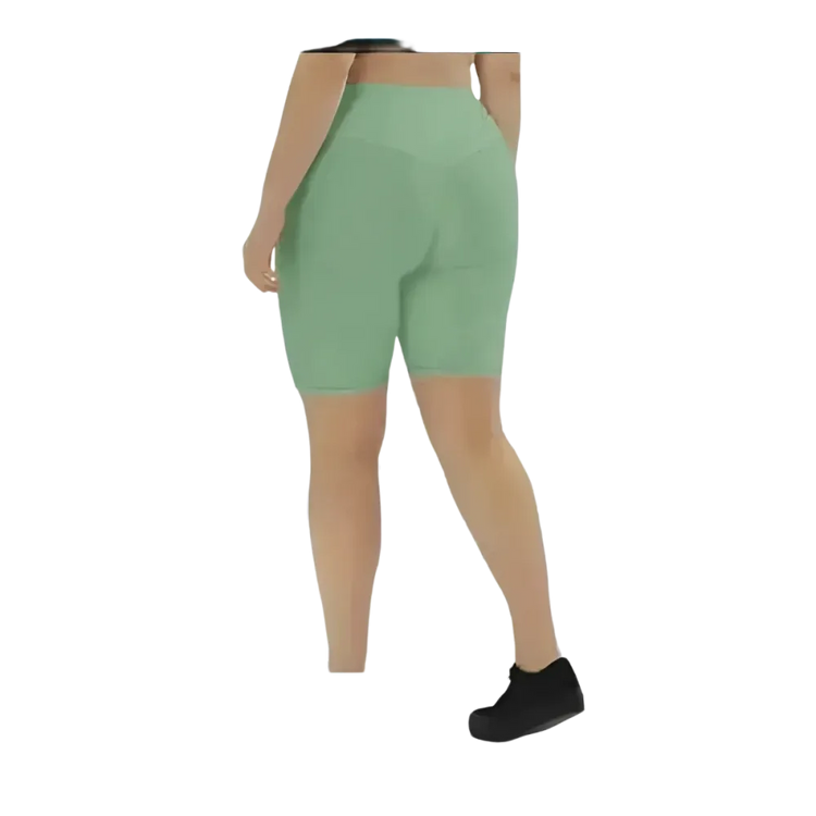 Lange Damen-Fahrradhosen Shorts von BUYATHOME24, hohe Taille, Handytasche, in XS bis 3XL, bequem für Radfahren.