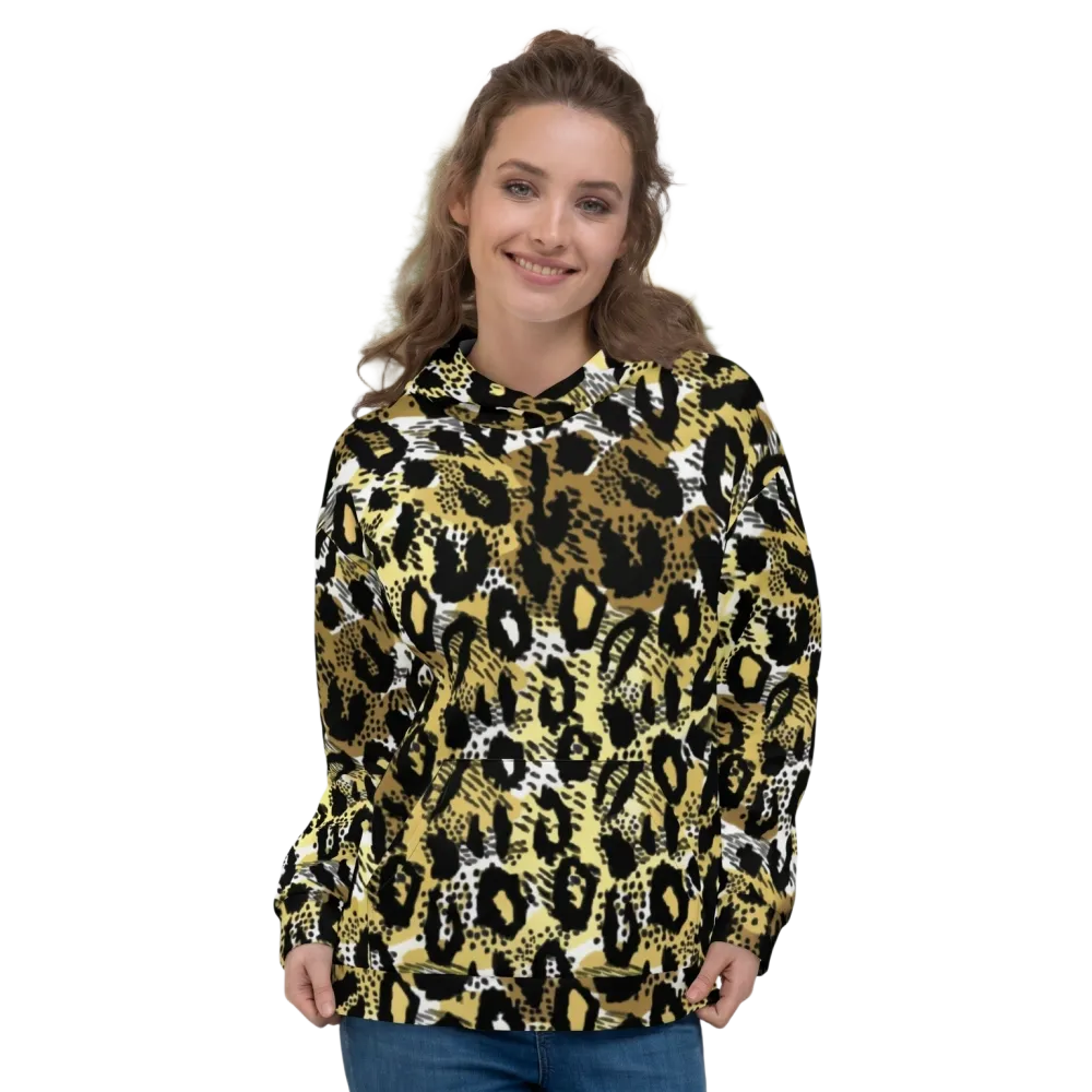 Leopard Muster Damen Hoodie mit Allover-Print, Unisex Hoodie in XS-3XL, bequemer Kapuzenpullover von BUYATHOME24