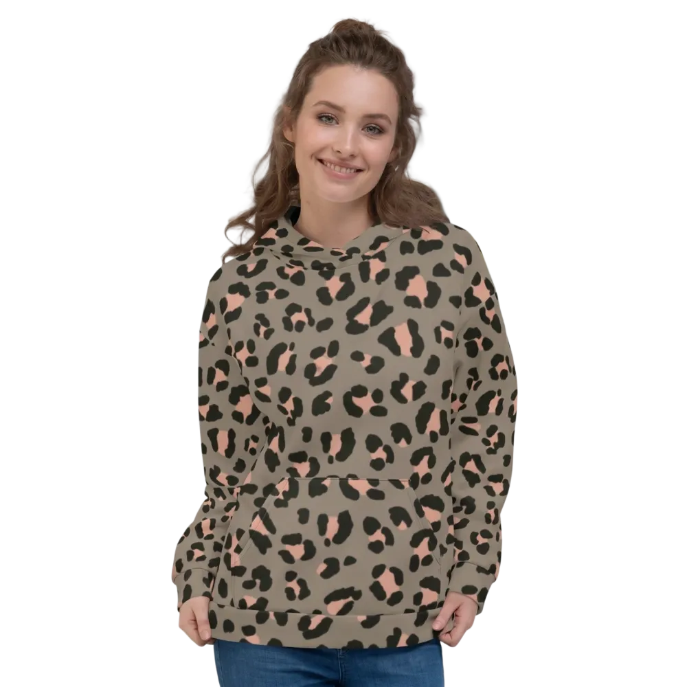 Leopardendruck Damen Hoodie mit Allover-Print, Unisex Kapuzenpullover in XS-3XL, bequemes Design, stylischer Tierprint