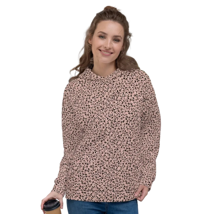 Leopardmuster Damen Hoodie mit Allover-Print, Unisex Kapuzenpullover, BUYATHOME24, XS-3XL, bequeme Freizeitkleidung