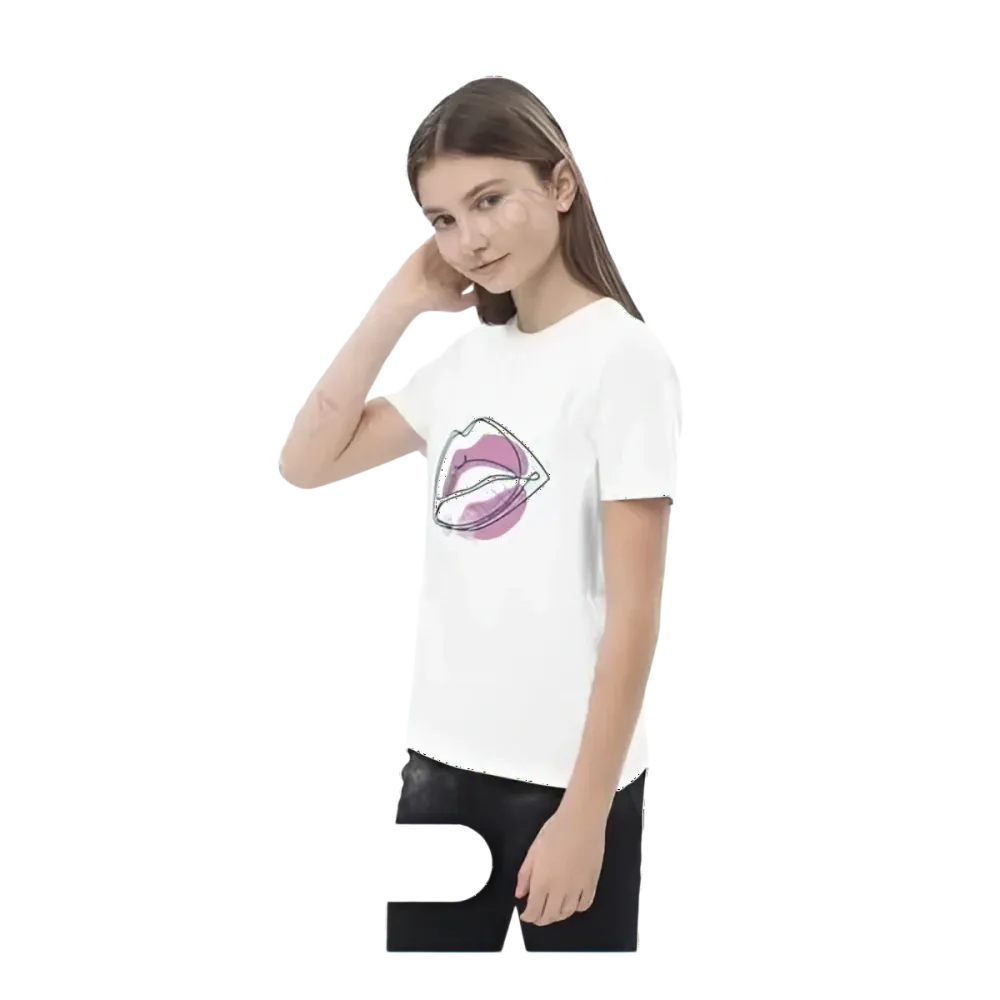 Unisex Kurzarm-T-Shirt für Kinder mit Lippen-Design, bedruckbares Grafik-Shirt für Mädchen und Jungen im Alter von 3-14 Jahren.
