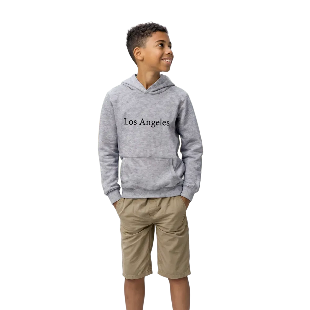 Grafik Kinder Hoodie von BUYATHOME24, Baumwolle, Unisex Kapuzenpullover mit Los Angeles Design für Kinder 4-12 Jahre