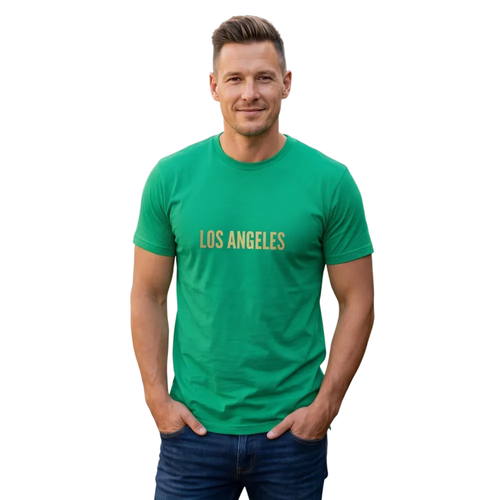 Grafik Unisex T-Shirt aus 100% Baumwolle mit Los Angeles Motiv, in Größen S bis 5XL, bedruckbar, bequemes Basic-Shirt von BUYATHOME24