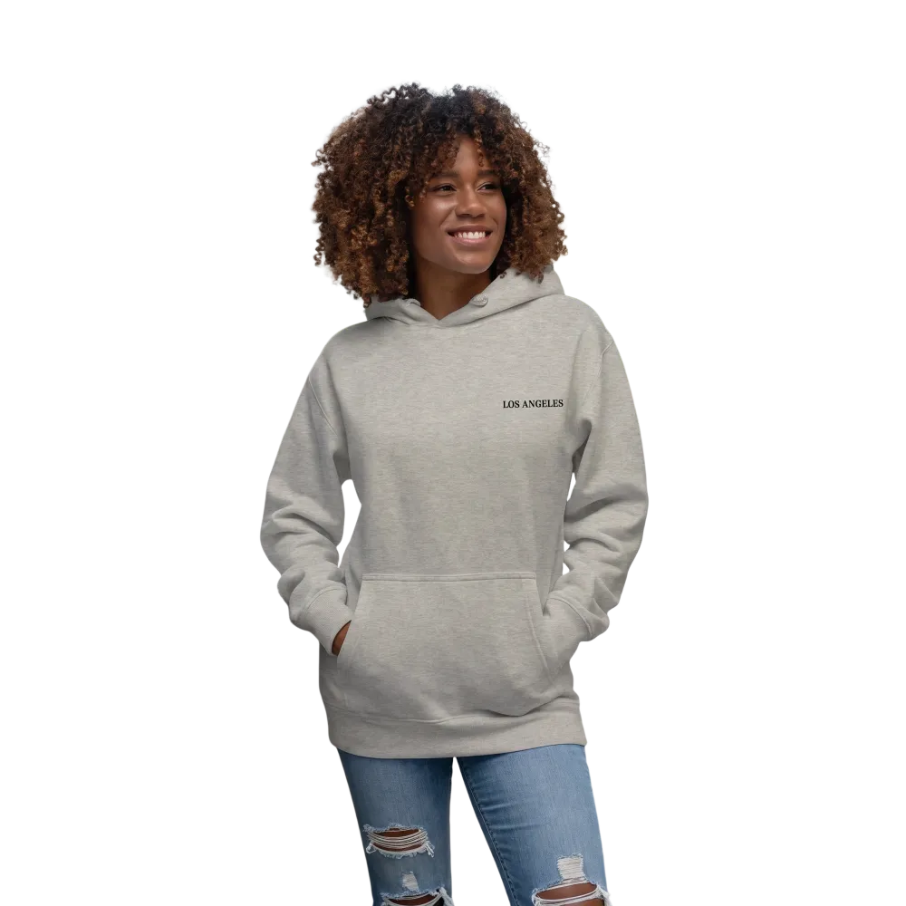 Herren und Damen Baumwoll-Hoodie von BUYATHOME24 in Los Angeles Design, erhältlich in S-3XL, bequemer Kapuzenpullover.
