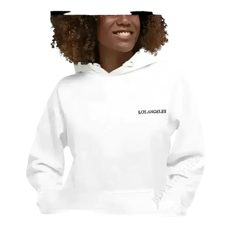 Herren und Damen Baumwoll-Hoodie von BUYATHOME24, Kapuzenpullover in S-3XL, bequemer Los Angeles Design, langärmelig.