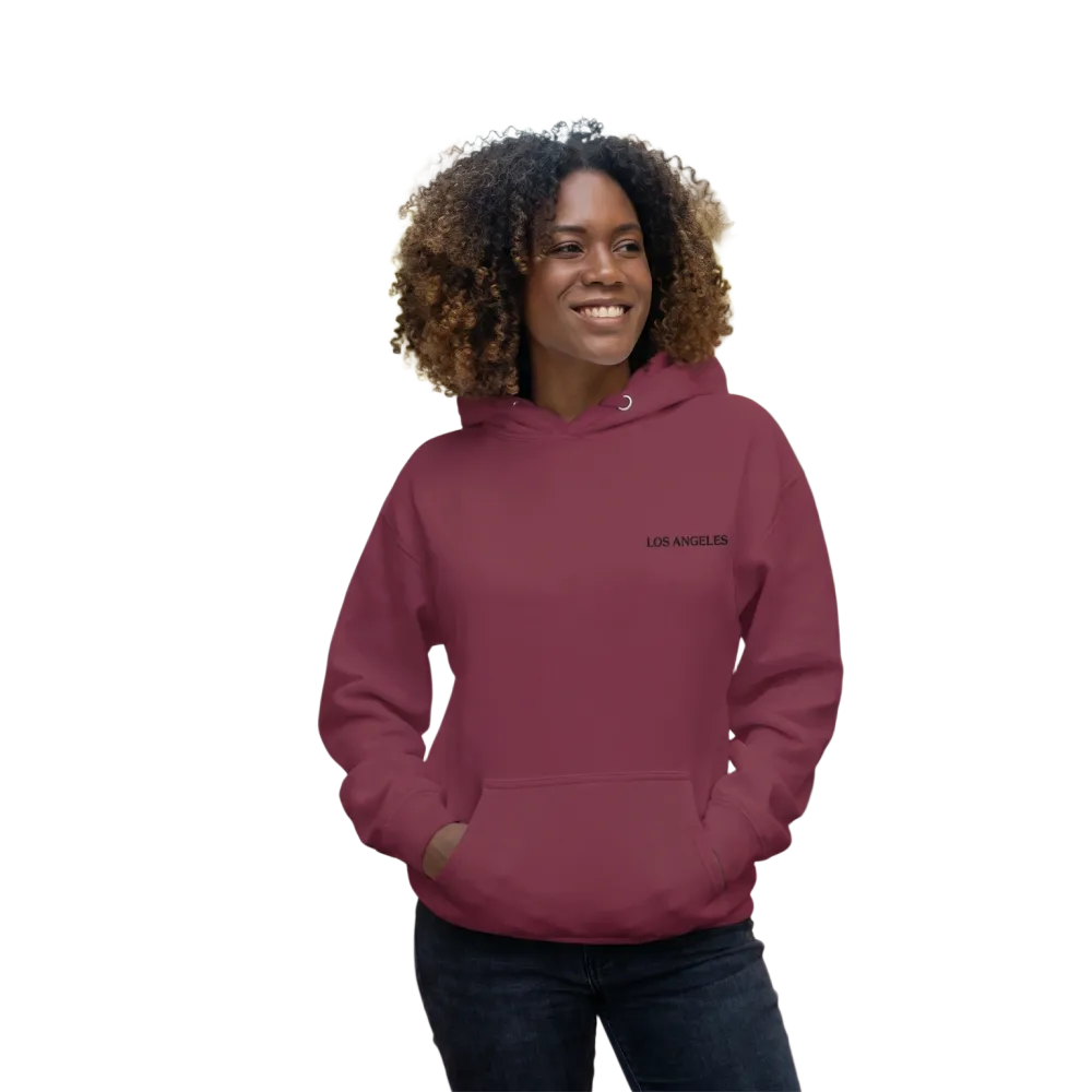 Hoodie von BUYATHOME24 in Los Angeles Design, unisex, bedruckbar, Größen S bis 3XL, weicher Baumwollstoff, casual getragen
